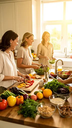 cuisine minimaliste après cuisson lumière naturelle douce ambiance chaleureuse et calme
